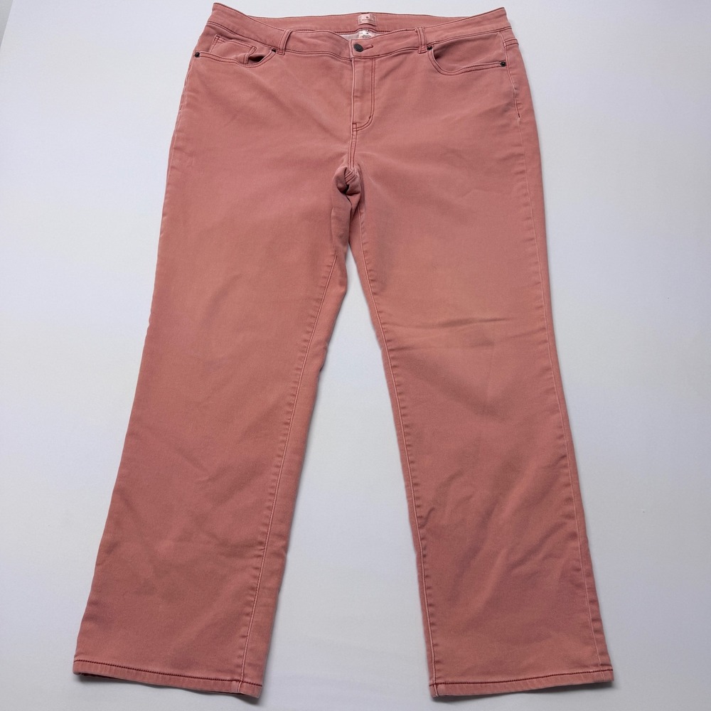 Dressbarn Womens 18 Straight Leg Pants Dusty Rose Pink Stretch Cotton Blend